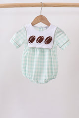 Green football french knot gingham bubble