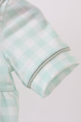 Green football french knot gingham bubble