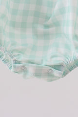 Green football french knot gingham bubble