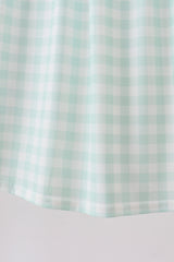 Green football french knot gingham ruffle dress