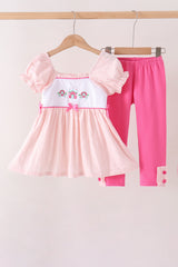 Pink Castle Embroidery Jacquard Pants Set