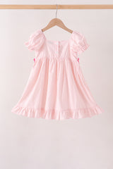 Pink Castle Embroidery Jacquard Ruffle Dress