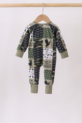 Camo Deer Bamboo Zip Romper