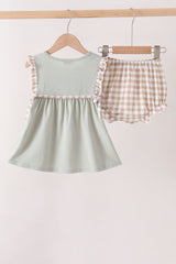 Green Scarecrow Embroidery Bloomer Set