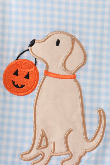 Blue Puppy Pumpkin Applique Jon Jon