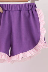 Pink Puppy Pumpkin Applique Ruffle Shorts Set