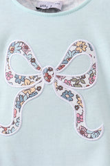 Blue Floral Bow Applique Bubble