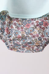 Blue Floral Bow Applique Bubble