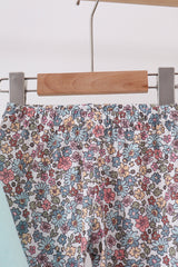 Blue Floral Bow Applique Pants Set