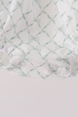 Sage pumpkin embroidery bow ruffle bubble