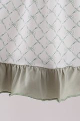 Sage pumpkin embroidery bow ruffle dress