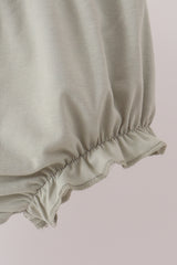 Sage pumpkin embroidery bow ruffle bloomer set
