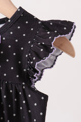 Black ghost spider embroidery ruffle bubble