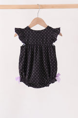 Black ghost spider embroidery ruffle bubble