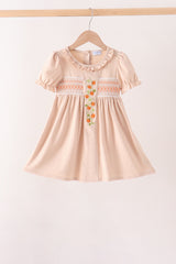 Khaki Pumpkin Smocked Bloomer dress