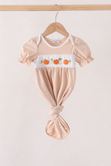 Khaki Pumpkin Embroidery Gown