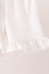 Khaki Pumpkin Smocked Ruffle Shorts Set
