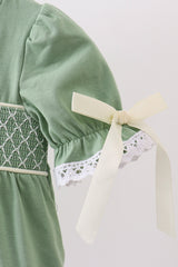 Sage collar smocked lace bubble