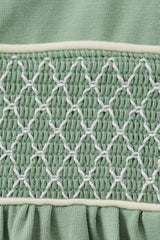 Sage collar smocked lace bloomer set