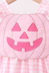 Pink Jack-O-Lantern  Applique Ruffle Gingham Bubble