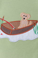 Sage Puppy Fishing Gingham Pants Set