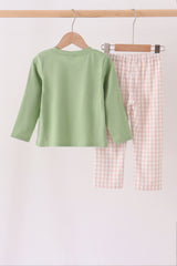 Sage Puppy Fishing Gingham Pants Set