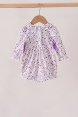 Purple floral smocked bow bubble