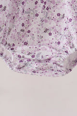 Purple floral blessed smocked ruffle bubble