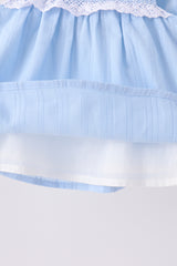 Blue Floral Smocked Lace Bloomer Set