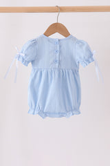 Blue Floral Smocked Lace Bubble