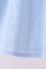 Blue Floral Smocked Lace Ruffle Pants Set