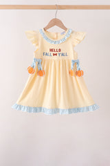 Hallo Fall Y'ALL Pumpkin Ruffle Dress