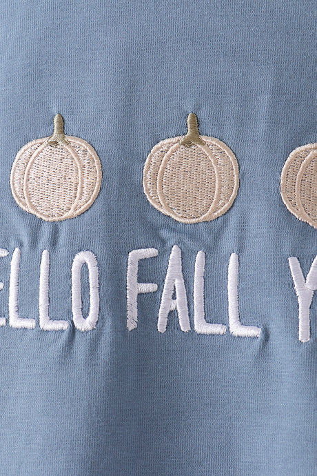 Blue Hallo Fall Y'ALL Pumpkin Romper