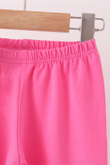Pink bow pearl ruffle pants set