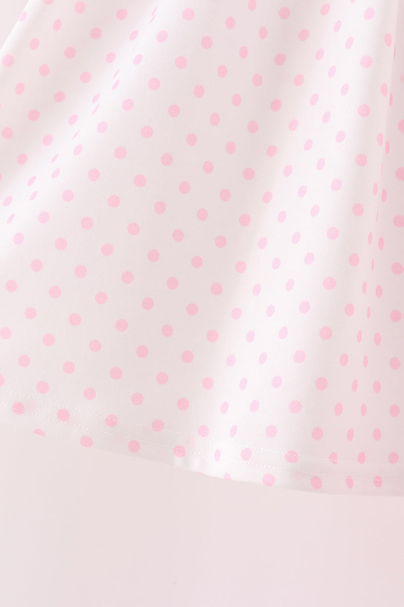 Pink bow pearl ruffle pants set