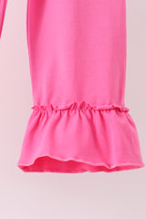 Pink bow pearl ruffle pants set