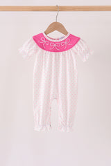 Pink bow pearl romper