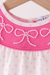 Pink bow pearl romper