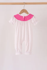Pink bow pearl romper