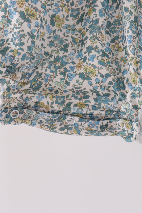 Sage Floral Smocked Bow Bubble