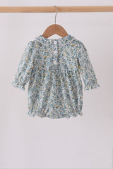 Sage Floral Smocked Bow Bubble