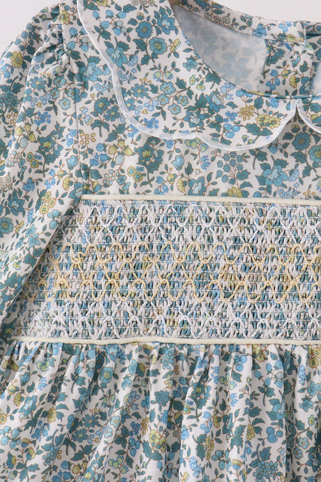 Sage Floral Smocked Pants Set
