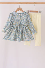 Sage Floral Smocked Pants Set