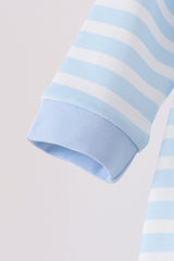 Blue Football Embroidery Stripe Romper