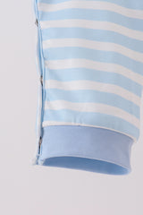 Blue Football Embroidery Stripe Romper