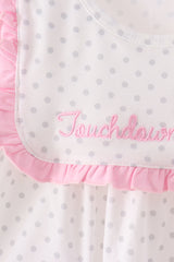 Pink Football Applique Ruffle Shorts Set