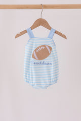 Blue Football Applique Bubble