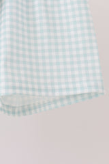 Sage pumpkin embroidery gingham shorts set