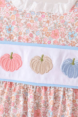 Pink Pumpkin Floral Embroidery Bloomer Set