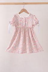 Pink Pumpkin Floral Embroidery Dress